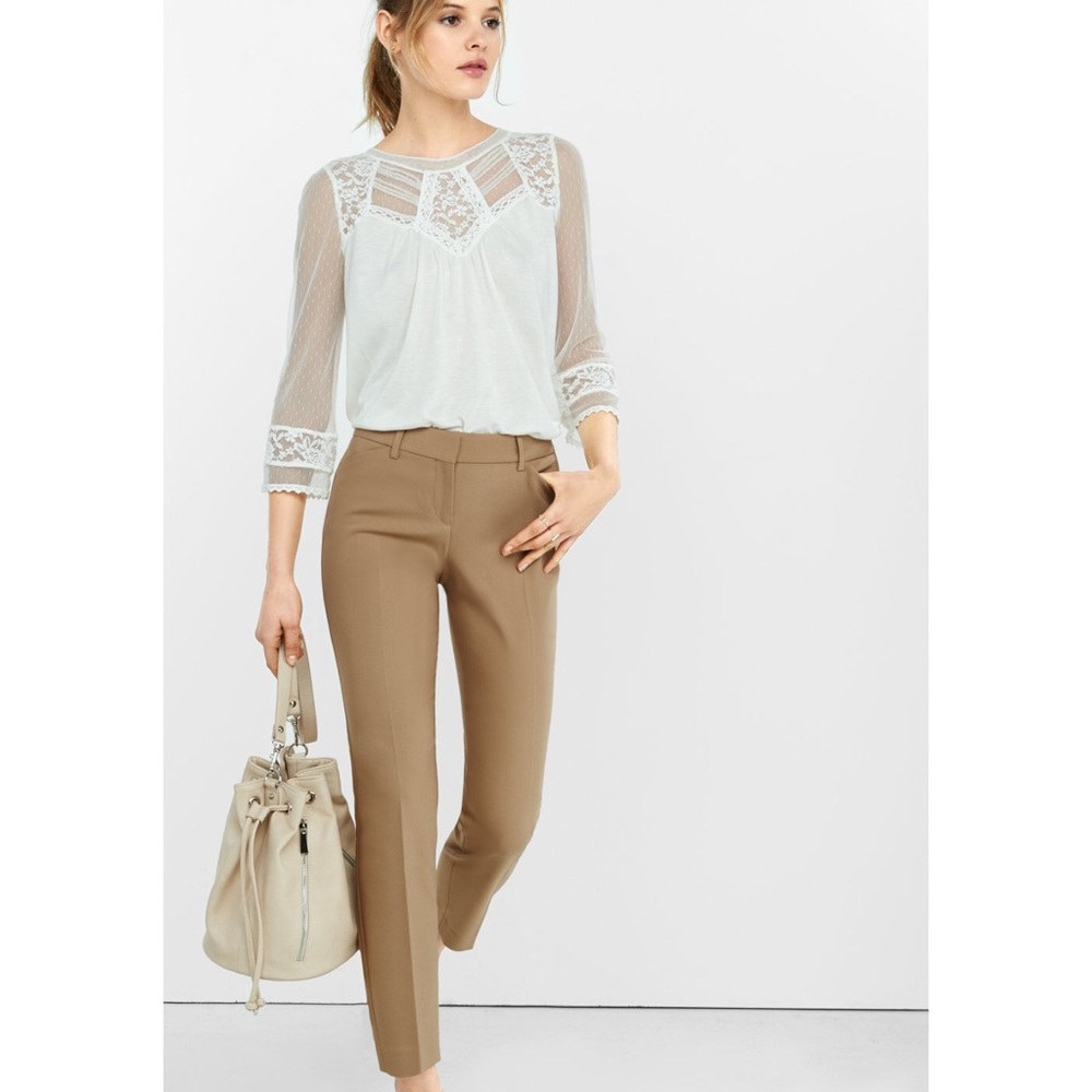 New Express Editor Mid Rise Ankle Pant - Tan 4R